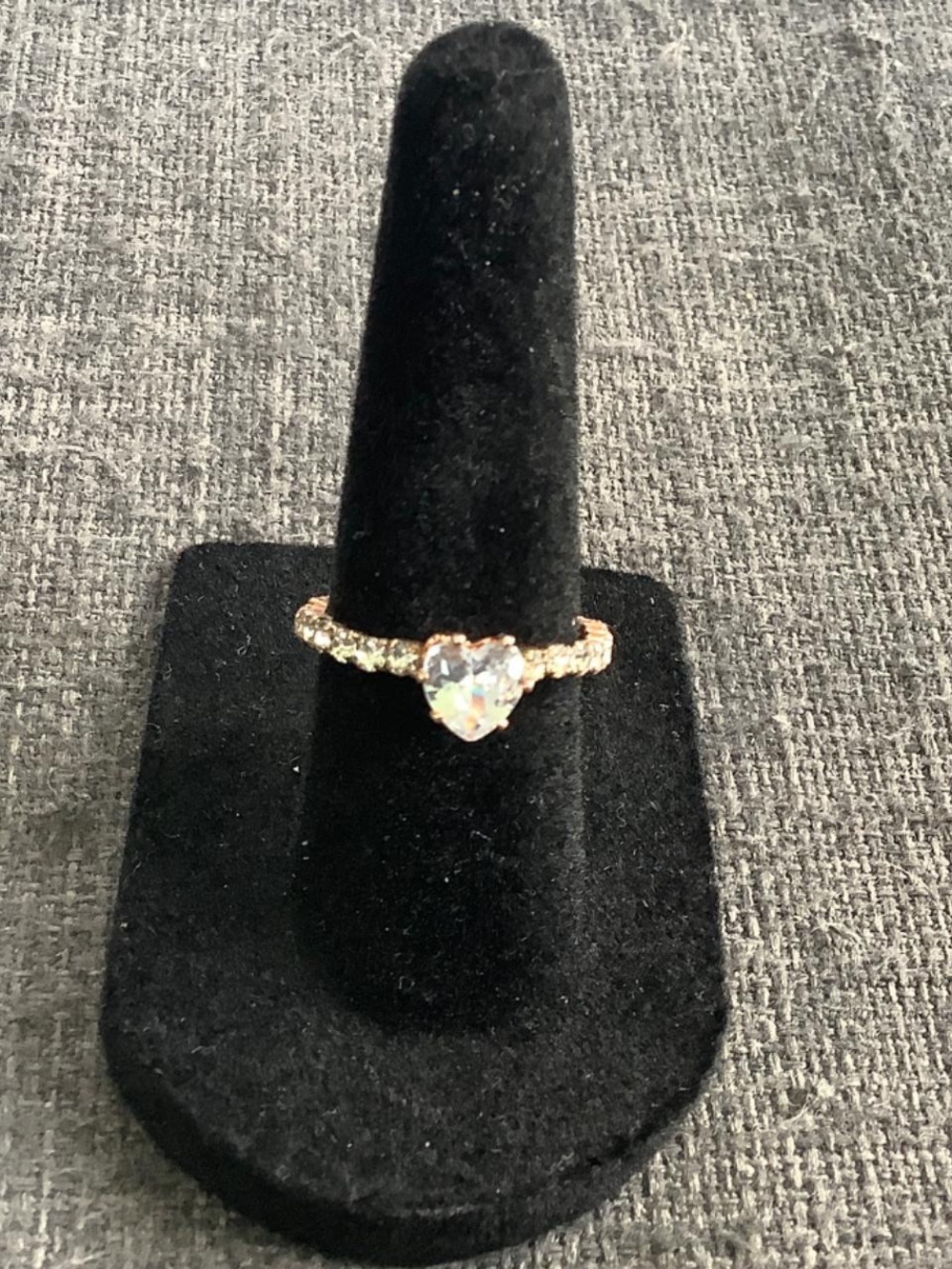 Gold Heart-Center Cubic Zirconia Ring - Gold Tone